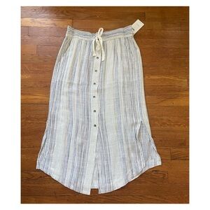 splendid blue/white stripe linen blend pier midi skirt - NWT